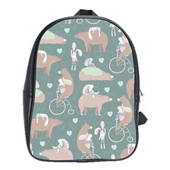 Bear Ruding Unicycle Unique Pop Art All Over Print School Bags(Large) 