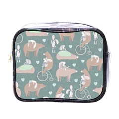 Bear Ruding Unicycle Unique Pop Art All Over Print Mini Toiletries Bags by CraftyLittleNodes