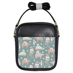 Bear Ruding Unicycle Unique Pop Art All Over Print Girls Sling Bags