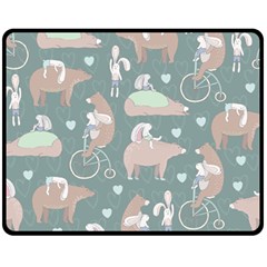 Bear Ruding Unicycle Unique Pop Art All Over Print Fleece Blanket (Medium) 