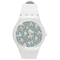 Bear Ruding Unicycle Unique Pop Art All Over Print Round Plastic Sport Watch (m) by CraftyLittleNodes