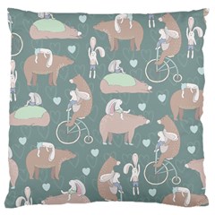 Bear Ruding Unicycle Unique Pop Art All Over Print Large Cushion Case (One Side)