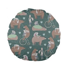 Bear Ruding Unicycle Unique Pop Art All Over Print Standard 15  Premium Round Cushions