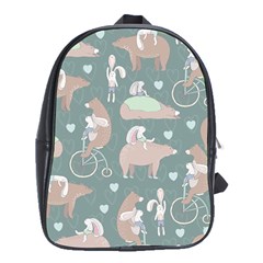 Bear Ruding Unicycle Unique Pop Art All Over Print School Bags (XL) 