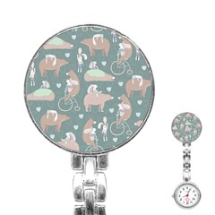 Bear Ruding Unicycle Unique Pop Art All Over Print Stainless Steel Nurses Watch