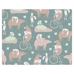 Bear Ruding Unicycle Unique Pop Art All Over Print Double Sided Flano Blanket (Medium) 