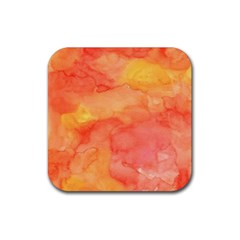 Watercolor Yellow Fall Autumn Real Paint Texture Artists Rubber Coaster (square)  by CraftyLittleNodes