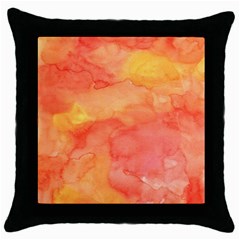 Watercolor Yellow Fall Autumn Real Paint Texture Artists Throw Pillow Case (black) by CraftyLittleNodes