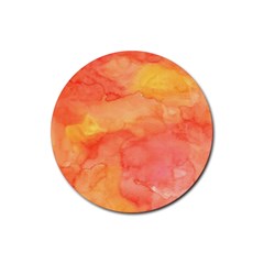 Watercolor Yellow Fall Autumn Real Paint Texture Artists Rubber Coaster (round)  by CraftyLittleNodes