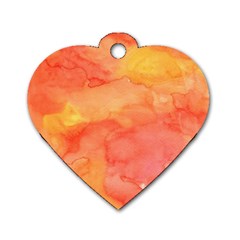 Watercolor Yellow Fall Autumn Real Paint Texture Artists Dog Tag Heart (two Sides) by CraftyLittleNodes