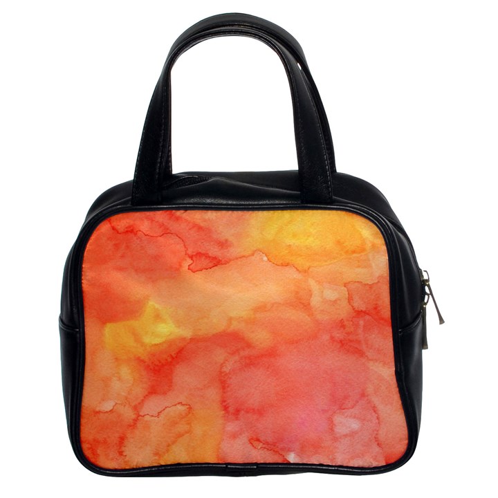 Watercolor Yellow Fall Autumn Real Paint Texture Artists Classic Handbags (2 Sides)