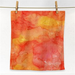 Watercolor Yellow Fall Autumn Real Paint Texture Artists Face Towel by CraftyLittleNodes