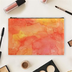 Watercolor Yellow Fall Autumn Real Paint Texture Artists Cosmetic Bag (large)  by CraftyLittleNodes