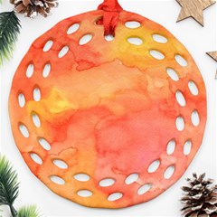 Watercolor Yellow Fall Autumn Real Paint Texture Artists Ornament (round Filigree) 