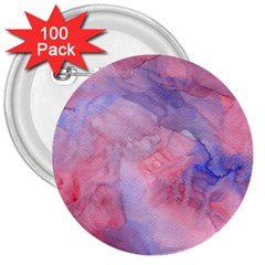 Galaxy Cotton Candy Pink And Blue Watercolor  3  Buttons (100 Pack) 