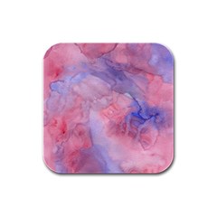 Galaxy Cotton Candy Pink And Blue Watercolor  Rubber Square Coaster (4 Pack) 