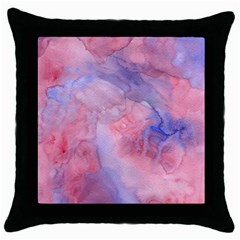 Galaxy Cotton Candy Pink And Blue Watercolor  Throw Pillow Case (black) by CraftyLittleNodes