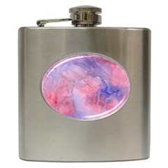 Galaxy Cotton Candy Pink And Blue Watercolor  Hip Flask (6 Oz) by CraftyLittleNodes