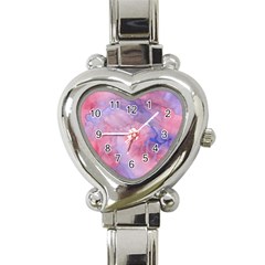 Galaxy Cotton Candy Pink And Blue Watercolor  Heart Italian Charm Watch