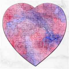 Galaxy Cotton Candy Pink And Blue Watercolor  Jigsaw Puzzle (heart)