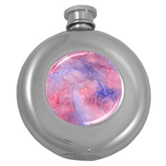 Galaxy Cotton Candy Pink And Blue Watercolor  Round Hip Flask (5 Oz) by CraftyLittleNodes