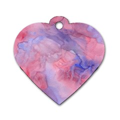 Galaxy Cotton Candy Pink And Blue Watercolor  Dog Tag Heart (two Sides)