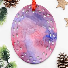 Galaxy Cotton Candy Pink And Blue Watercolor  Ornament (oval Filigree) 