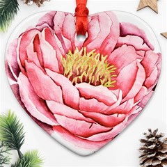 Large Flower Floral Pink Girly Graphic Ornament (heart) 