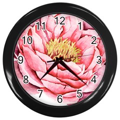 Large Flower Floral Pink Girly Graphic Wall Clocks (black) by CraftyLittleNodes