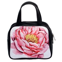 Large Flower Floral Pink Girly Graphic Classic Handbags (2 Sides) by CraftyLittleNodes