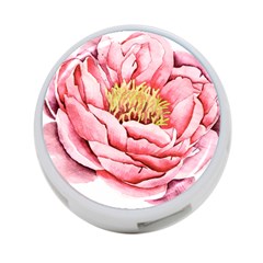 Large Flower Floral Pink Girly Graphic 4-port Usb Hub (two Sides) 