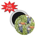 Tropical Print Leaves Birds Toucans Toucan Large Print 1.75  Magnets (100 pack)  Front