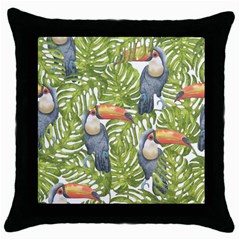 Tropical Print Leaves Birds Toucans Toucan Large Print Throw Pillow Case (black) by CraftyLittleNodes