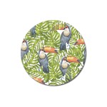 Tropical Print Leaves Birds Toucans Toucan Large Print Magnet 3  (Round) Front