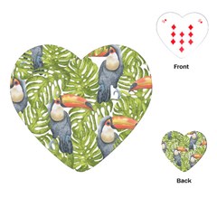 Tropical Print Leaves Birds Toucans Toucan Large Print Playing Cards (heart) 