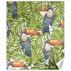 Tropical Print Leaves Birds Toucans Toucan Large Print Canvas 8  X 10  by CraftyLittleNodes