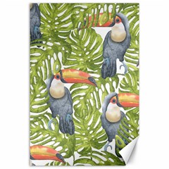 Tropical Print Leaves Birds Toucans Toucan Large Print Canvas 24  X 36  by CraftyLittleNodes