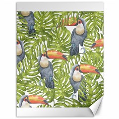 Tropical Print Leaves Birds Toucans Toucan Large Print Canvas 36  X 48   by CraftyLittleNodes