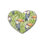 Tropical Print Leaves Birds Toucans Toucan Large Print Heart Coaster (4 pack)  Front