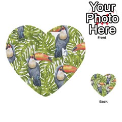 Tropical Print Leaves Birds Toucans Toucan Large Print Multi-purpose Cards (heart) 