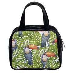 Tropical Print Leaves Birds Toucans Toucan Large Print Classic Handbags (2 Sides) by CraftyLittleNodes