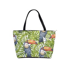 Tropical Print Leaves Birds Toucans Toucan Large Print Shoulder Handbags by CraftyLittleNodes