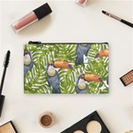 Tropical Print Leaves Birds Toucans Toucan Large Print Cosmetic Bag (Small)  Front