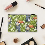 Tropical Print Leaves Birds Toucans Toucan Large Print Cosmetic Bag (Small)  Back