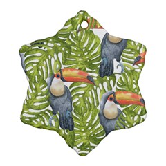 Tropical Print Leaves Birds Toucans Toucan Large Print Snowflake Ornament (2-side)