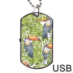 Tropical Print Leaves Birds Toucans Toucan Large Print Dog Tag Usb Flash (two Sides)  by CraftyLittleNodes