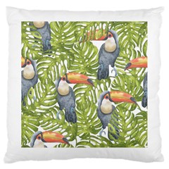 Tropical Print Leaves Birds Toucans Toucan Large Print Large Cushion Case (one Side) by CraftyLittleNodes