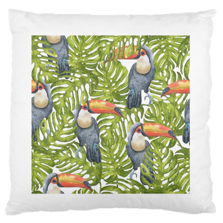 Tropical Print Leaves Birds Toucans Toucan Large Print Standard Flano Cushion Case (One Side)