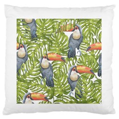 Tropical Print Leaves Birds Toucans Toucan Large Print Standard Flano Cushion Case (two Sides) by CraftyLittleNodes