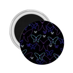 Blue Neon Butterflies 2 25  Magnets by Valentinaart